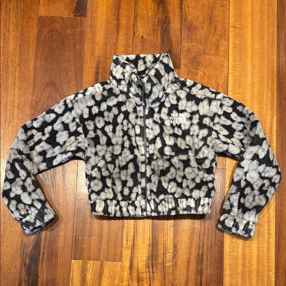 The North Face Kids Black and White Patterned Fleece Jacket